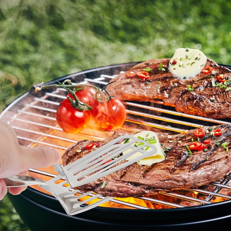 DOITOOL Stainless Steel Spatula Tongs for Cooking, 12 Inches Multifunctional Metal Tongs Dual Spatulas Barbecue Clamp Food Flip Shovel Clip for Steak Fish BBQ Frying Pancake Pizza - Image 3